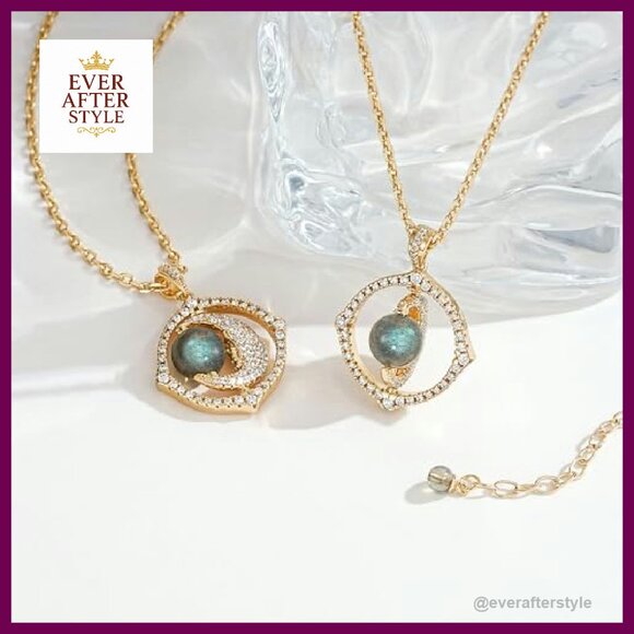 Dainty Gold Plated Necklace Rotating Pendant Minimal Elegant Everyday Jewelry - Picture 5 of 8